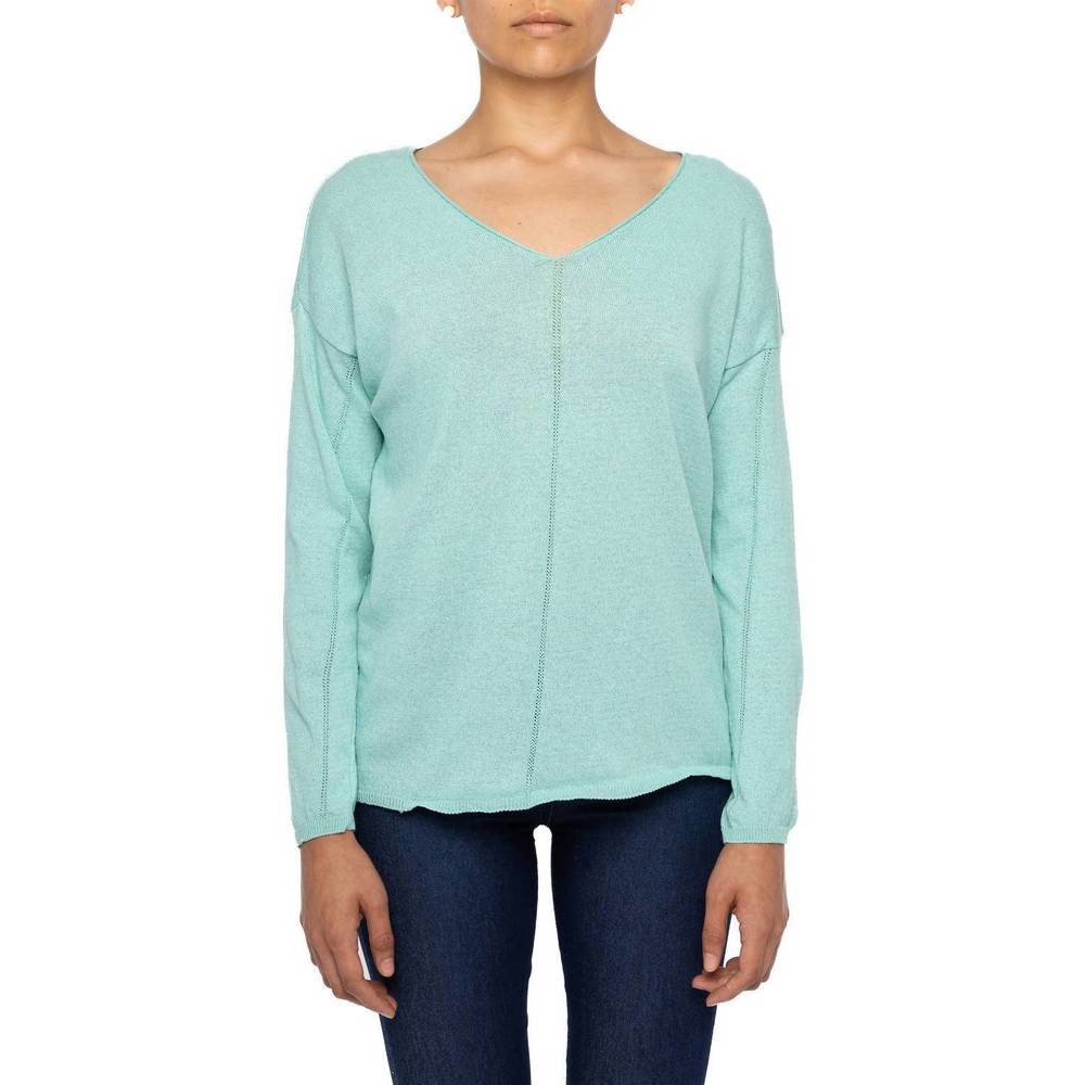NEW ASTRID women's preppy v-neck top in aqua